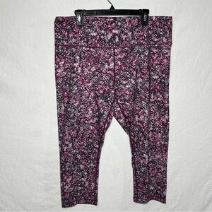 Zella Women's 2X Purple Floral Print Cropped Activewear Yoga Pants